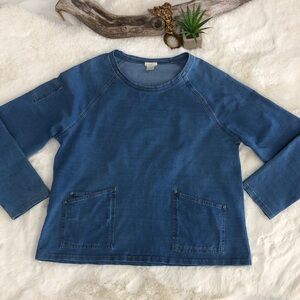 J. Jill Indigo Blue Short Tunic Top with Front Pockets